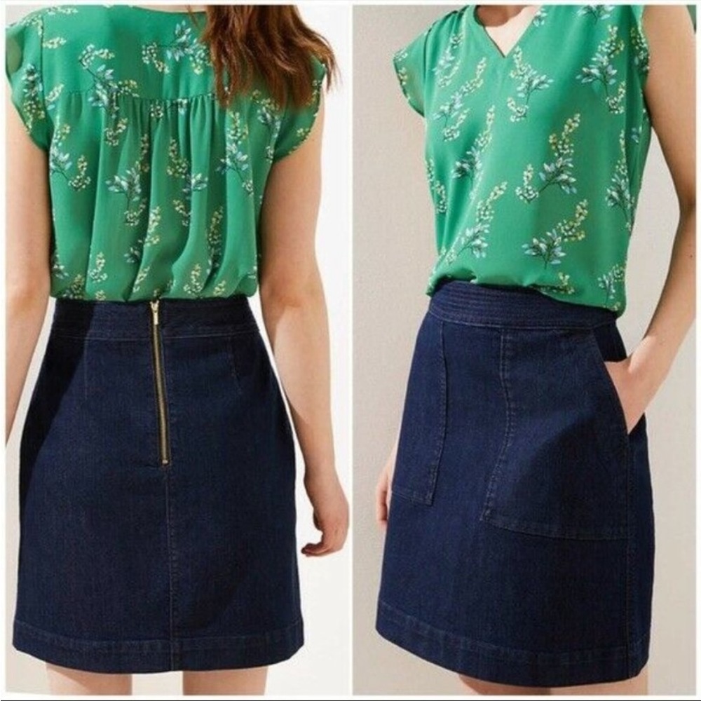 NWT Ann Taylor Loft Dark Denim Shift Skirt-Size 2